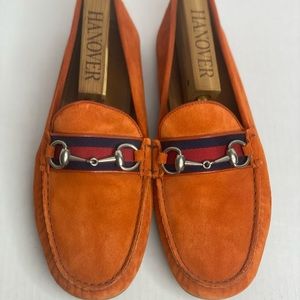 Men’s Gucci orange suede drivers size 10.5